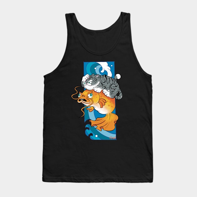 surfer tiger and his koi fish Tank Top by ART BY KTANA